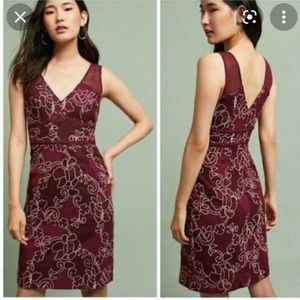 Moulinette Soeurs wine floral lace dress